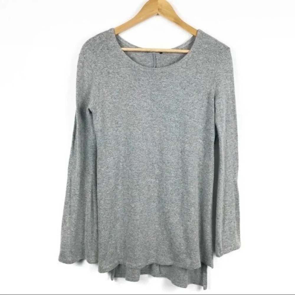 Brandy Melville Gray Wool Knit Long Sleeve Tunic Top Side‎ Slits One Size